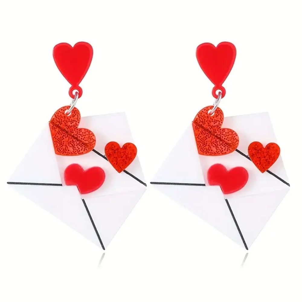 Red Heart Envelope Earrings